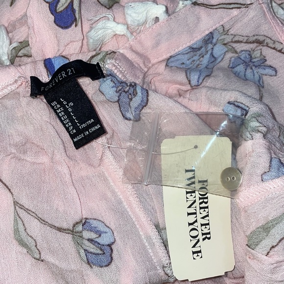 NWT Forever 21 Romper Pink & Blue drawstring waist, tassels, beautiful - Picture 1 of 7